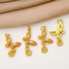 Colgante de Mariposa Chapado en Oro con Diseño de Gota de Aceite, Dijes de Vaina de Loto, Materiales para Pulsera de Cuentas Hecha a Mano DIY, Collar, Aretes