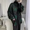 Jaqueta Camisa Retrô Abstrata Estampada de Manga Longa Solta Nicho Boate Exportação Popular Camisa Muito Feérica para Homens