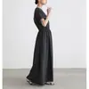 Comercio Exterior 2026 Verano Nuevo Estilo Vestido de Manga Corta Plisado con Cuello Redondo para Mujer, Corte Holgado, Adelgazante, Vestido Sencillo y Versátil