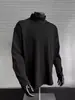 Camisa Base Masculina Desconstruída de Gola Meia-Alta, Moletom Pesado Desconstruído Estilo Americano de Inverno com Camiseta Cinza de Manga Longa