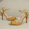 Sandalias de Tacón Ultra Alto con Boca de Pez, Estilo Nuevo de Verano 2025, Europeas y Americanas, con una Sola Tira, Tacones de Aguja Cómodos y Sexys