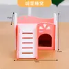 Liquidación de Superávit de Comercio Exterior Nido para Hámster Oso Dorado Casa Pequeña Villa Casa con Balcón Colorido Accesorios para Jaula de Hámster