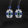 Pendientes geométricos de flor de circón con microincrustaciones de trabajo pesado, pendientes femeninos de plata s925 con aguja, temperamento de moda, pendientes cuadrados de diosa