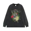 Directo del fabricante: Camiseta de manga corta desgastada, estampado floral inspirado en anime japonés, holgada, hombros caídos, moderna, top de manga corta holgado