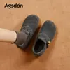 Mules Cinza Augusden com Forro de Lã para Mulheres 2026 Novo Outono e Inverno Sola Grossa Cobertura Total Slip-On Sapatos de Algodão Pelúcia