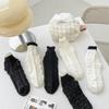 Série Estilo Chanel Clássico Meias Preto e Branco Renda Boca Bolha Meias Curtas Meias Cano Médio de Verão Fina para Menina