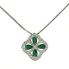 Trébol de Cuatro Hojas de la Suerte Esmeralda Simulada Juego de Pendientes Anillo Collar Joyería Elegante de Piedras Preciosas de Color Turmalina Verde