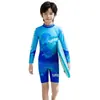Traje de baño infantil de manga larga con protección solar Amazon, de dos piezas, transpirable para verano para niños, adecuado para niños mayores, traje de baño para vacaciones en la playa