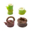 Paisaje en miniatura, juego creativo para hacer té para una mesa pequeña, con una tetera de arcilla púrpura simulada y juego de té, accesorios decorativos DIY