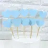Qing Cang Redes Sociales Tarjeta de Enchufe para Pastel de Cumpleaños Enchufe PU Reflectante Mate Amor Estrella de Cinco Puntas Enchufe para Mesa de Postres