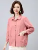 Colección nueva primavera y otoño 2026 estilo mamá para mujeres de mediana edad: Prenda exterior fina de algodón puro, elegante y de alta gama, con cuello de solapa