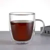 Taza de vidrio de doble pared, taza de café aislada con asa, taza de leche para el hogar, taza transparente, taza de té, vaso para jugo