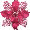 Guirlanda de Flores em Rattan com Recorte Dourado 16cm Transfronteiriça Nova Flores Decorativas DIY Acessórios para Árvore de Natal Pingente