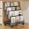 Estantería para niños para uso doméstico, de varios niveles, de pie, con ruedas, estante de almacenamiento integrado para pared, estante de lectura multifuncional, librero