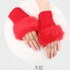 Guantes de piel de conejo sintética de otoño e invierno para mujeres y niñas, guantes coreanos de medio dedo, guantes de lana tejidos, cálidos para escribir con los dedos al descubierto.