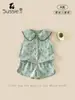 Conjunto de Ropa para Niña 2026 Verano Nuevo Estilo Camiseta sin Mangas tipo Muñeca para Bebé y Pantalones Cortos Florales con Estampado Completo Conjunto de Dos Piezas para Bebés Niñas