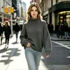 Ropa de mujer transfronteriza 2026 suéter liso de cuello semi-alto para mujer, top de punto de otoño e invierno, camiseta básica, estilo nuevo