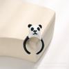 Anel Tridimensional de Desenho Animado Engraçado de Animal Transfronteiriço Amazon Filhote Pintado à Mão Estilo Panda Vermelho Moderno e Fofo
