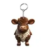Novo produto transfronteiriço: chaveiro plano de acrílico colorido em formato de vaca de desenho animado, argola de chaveiro e pingente para carro/mochila