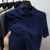 Camiseta de Manga Curta Cor Sólida com Textura de Abacaxi de Verão Gola Polo Respirável para Jovens Manga Meia Manga Tricô Top Casual Masculino
