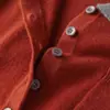 Suéter de Punto de Lana 100% Suave y Amigable con la Piel para Mujer, Manga Larga, Cuello con Solapa, Media Apertura con Botones, Bolsillo Único, Bloques de Color de Moda, Invierno