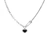 Collar de Corazón Negro para Mujer Lleno de Diamantes Diseño de Nicho Ins Moda Elegante Retro Versátil Cadena para la Clavícula
