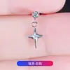 Pendientes de Aleación de Titanio F136 Colgante de Cruz Estrella Incrustados con Circonita Elegante Rosca Interna Clavo de Hueso de Oreja Joyería de Piercing de Titanio G23