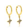 Moda banhada a ouro cruz estrela brincos de nicho personalidade incrustado zircão flash diamante simples estilo frio brincos de aço inoxidável
