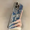 Capa Tema Gato Azul Escuro Adequada para Apple 17 Pro Max, Novo 16, 15, Capa Espelhada iPhone 13, Capa Espelhada Apple 17