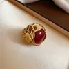 Anillo Abierto de Resina Vintage para Dama de Lujo, Anillo para Dedo Índice Estilo Palacio Retro, Sensación de Lujo Ligero y Gama Alta para Mujeres