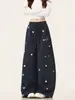 Calça de moletom larga com estampa de estrela retrô americana para mulheres e homens, calça casual solta de outono, calça casual de perna reta atacado