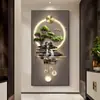 Pintura Decorativa de Pino Acogedor para Entrada, Pintura Colgante para Puerta de Entrada Estilo Chino Nuevo, Agua Corriente Trae Riqueza, Mural de Paisaje para Pasillo