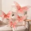 Decoración de arreglo floral de red de seda de gasa de mariposa tridimensional simulada para el Jardín de Monet, accesorios de arte en papel para escaparate de boda