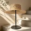 Nuevo Sombrero de Paja Tejida Estilo Vacaciones al Aire Libre Europeo y Americano de Verano para Mujer Sombrero de Sol con Protección Solar Copa Plana Calado Sombrero de Paja de Rafia