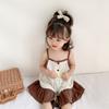 Ropa Infantil Coreana Mameluco para Bebés Niñas, Estilo Coreano Mameluco Vestido con Tirantes de Corazón Pequeño, Exclusivo Transfronterizo Algodón Puro