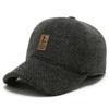 Chapéu Masculino de Inverno Quente com Aba para Pessoas de Meia-Idade e Idosos, Chapéu de Algodão para Pai e Avô Idosos, Proteção de Orelha com Forro de Lã, Boné de Basebol