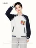 Jaqueta baseball raglan 380G com padrão de diamante, camada de ar, color block, estampa retro americana, caimento solto, logo personalizado disponível