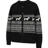 Suéter Cardigan de Punto con Cuello Henley Fair Isle de Dachshund Americano, Nuevo Top Casual de Manga Larga Otoño/Invierno para Hombres y Mujeres
