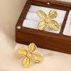 Brincos Espirais de Concha em Aço Inoxidável Personalizados Europeus e Americanos Acessórios de Joalheria Brincos de Pedra Natural Trevo de Quatro Folhas Flor de Pérola