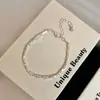 Pulseira de Prata e Pérola para Mulheres, Estilo Coreano, Tendência do Instagram, Luxo Leve, Fashion, Versátil, Design de Nicho, Sensação de Alta Qualidade, Atacado
