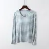 Ropa de Dormir de Rayas de Modal Todo en Uno de Manga Larga Sin Marca de Sujetador Adelgazante y Cómoda Ropa Deportiva para Yoga en Casa de Manga Larga