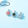 Porta Colgante Femenino Estilo Princesa Diana Clásico Cobre Porta Colgante Vacío DIY Incrustado con Diamantes Cabujón de Jade Imitación Porta de Plata de Ley 925