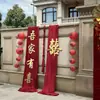 Decoração de Casamento Rural Pátio Villa Parede Externa Cortinas de Tecido Vermelho Arranjo Faixa Longa de Casamento Guirlanda Palavra Feliz Suprimentos de Casamento
