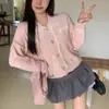 Cardigan de Tricô Macio e Aconchegante Estilo Chanel com Gola Bordada em Renda Estilo Coreano Suéter Doce Redutor de Idade Feminino Novo para Primavera e Outono