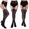 Ropa interior sexy con tirantes antideslizantes y cintura alta para mujer, medias de seda unidas con extremos abiertos, malla fina, ropa interior sexy de malla gratis