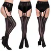 Medias Negras Sexy Malla Jacquard Liguero Todo en Uno Medias Fuente del Tesoro de Comercio Exterior Europeo y Americano