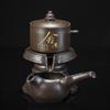 Juego de té kung fu perezoso de arena púrpura para el hogar, juego de tazas de té, tetera automática giratoria antiquemaduras, molinillo de piedra chino