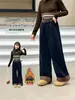 Pantalones de forro polar para niñas, nuevo estilo 2026, para niñas mayores, invierno, modernos, engrosados, cálidos, pantalones de pierna recta, pantalones de pierna ancha para niños