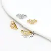 Coroa de Borboleta em Cobre Banhado a Ouro 14K que Preserva a Cor, Espaçador de Duas Fileiras com Duas Aberturas, com Incrustação de Strass, Acessórios para Joias DIY D43