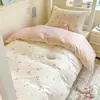Conjunto de Três Peças de Algodão Desenho Animado Dormitório Estudantil Universitário 2025 Novo Algodão Puro Cama Lençóis Colcha Capa de Edredom Conjunto de Quatro Peças para Cama
